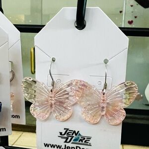 JenDore Handmade Butterfly Dangle Drop Earrings Hypoallergenic Tarnish Resistant